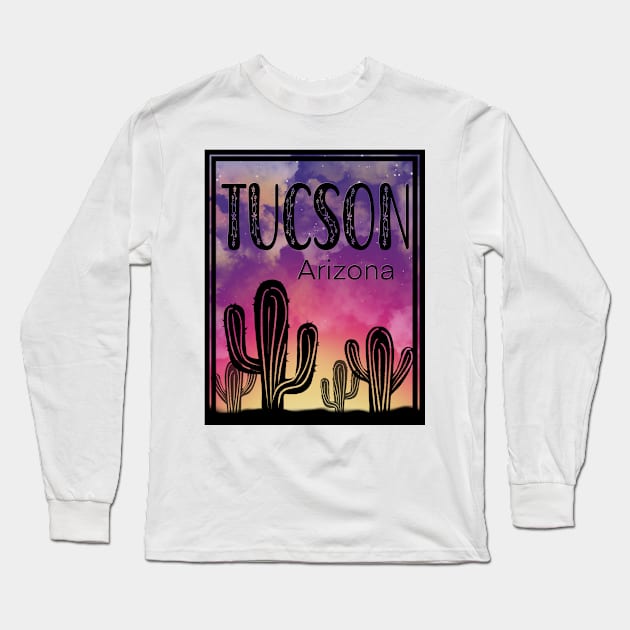 Sunset in Tucson Long Sleeve T-Shirt by Adorablewatercolors 